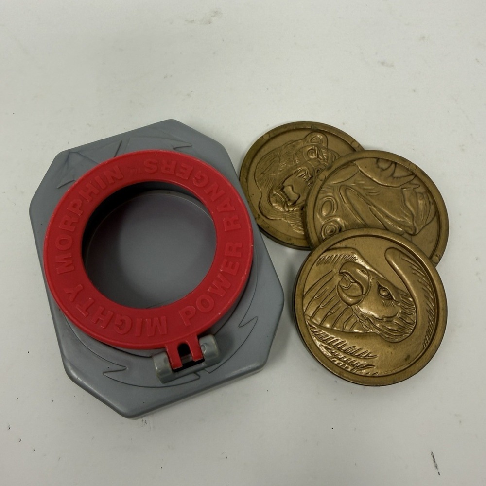 Vintage Power Rangers Movie Morpher & 3 Coins McDonalds Happy Meal Toy 1995